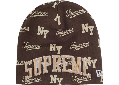 Supreme New Era Monogram Beanie Brown