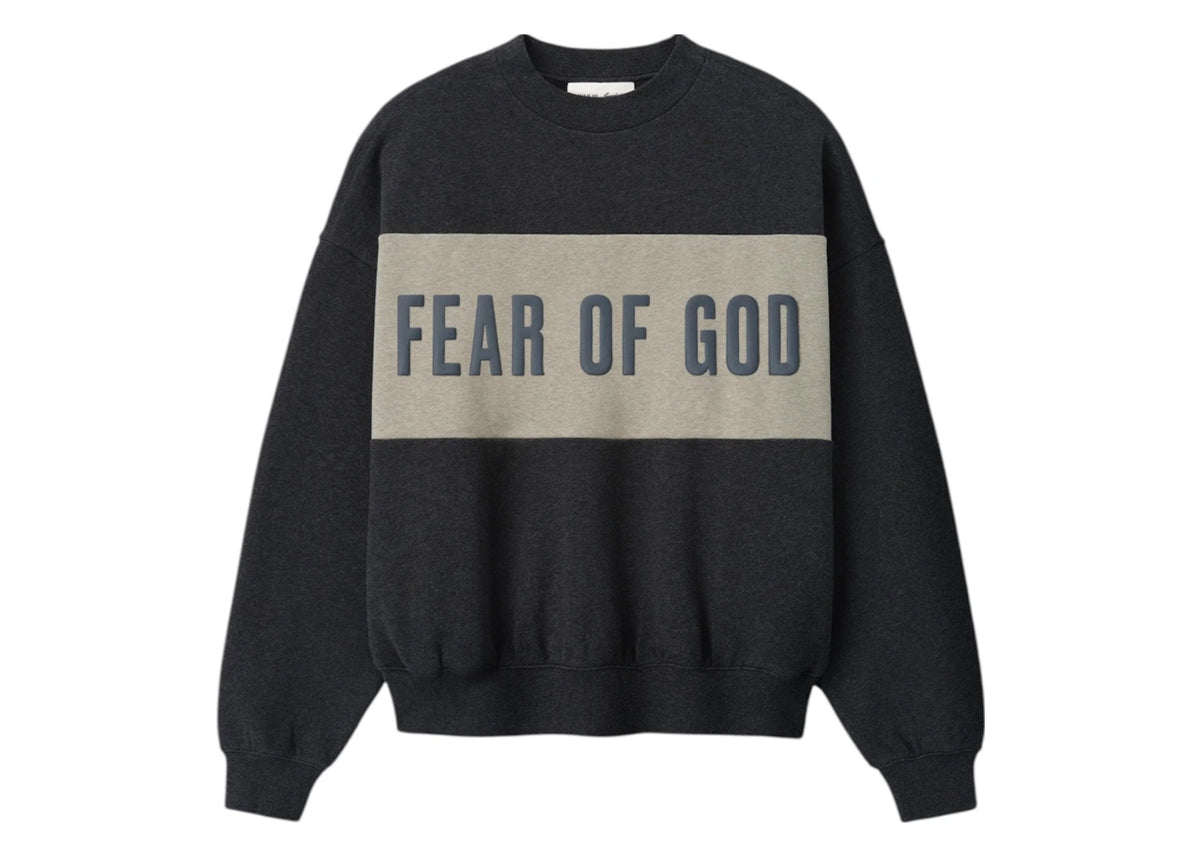 Fear of God Essentials Cropped Relaxed Panelled Crewneck Iron Grey Heather/Seal Heather