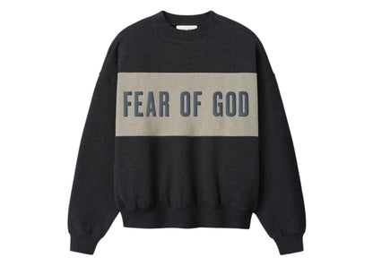 Fear of God Essentials Cropped Relaxed Panelled Crewneck Iron Grey Heather/Seal Heather