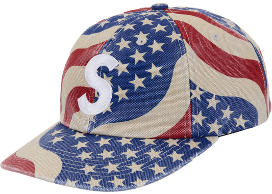 Supreme Pigment Coated S Logo 6-Panel Cap (SS26) American Flag Blue Red