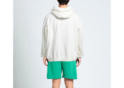424 FourTwoFour Graphic Print Cotton Hoodie White Cream