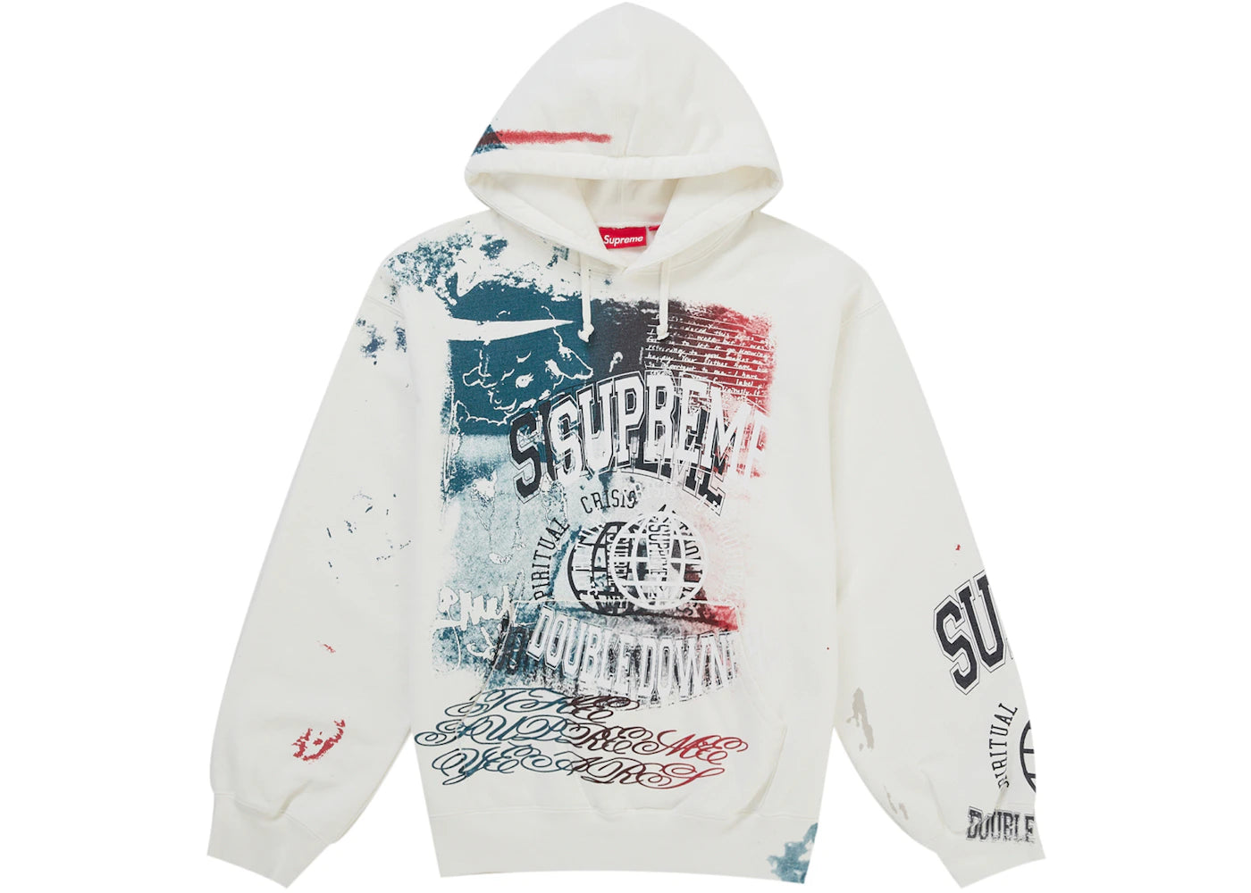 Supreme Overprint Hooded Sweatshirt White