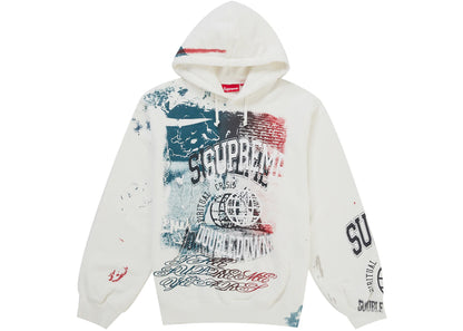 Supreme Overprint Hooded Sweatshirt White