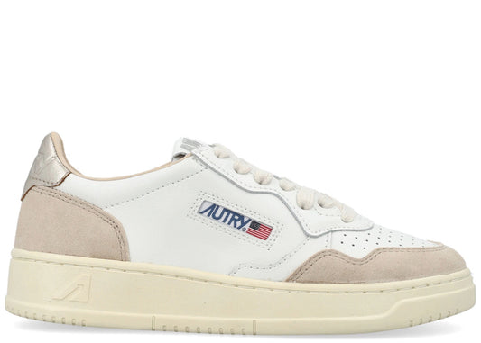 Autry Medalist Leather Low White Gold Beige (Women's)