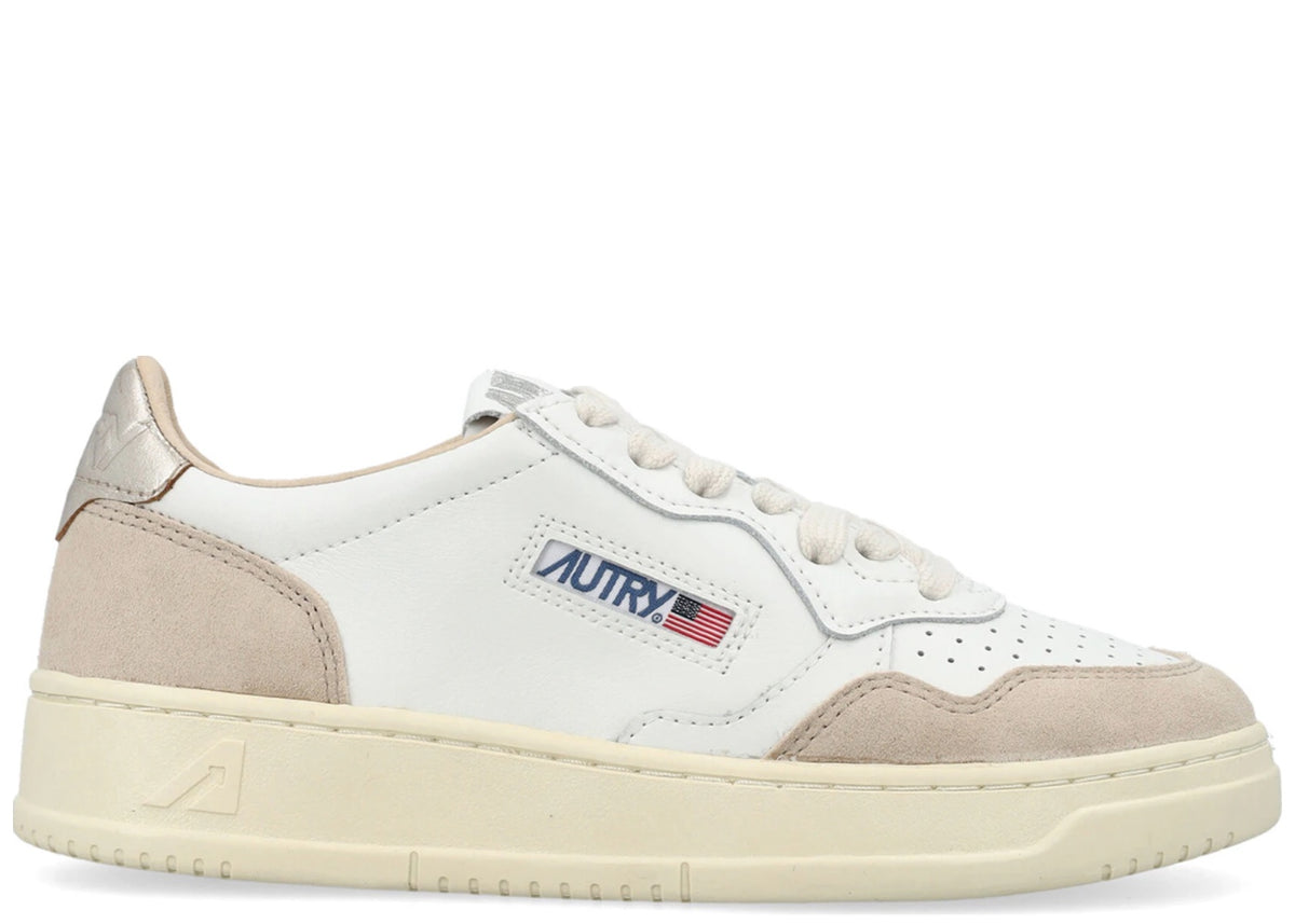 Autry Medalist Leather Low White Gold Beige (Women's)