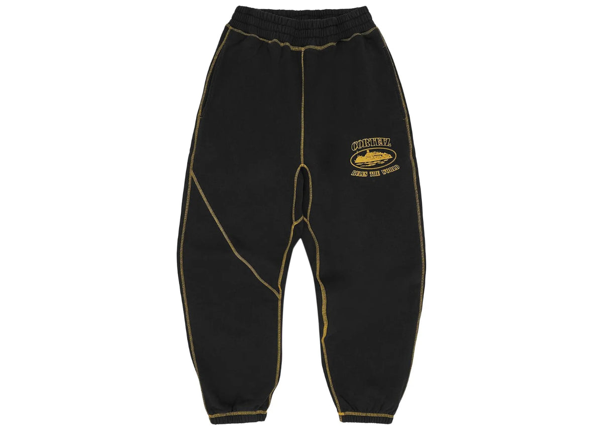 Corteiz Alcatraz Contrast Sweatpant Black Yellow