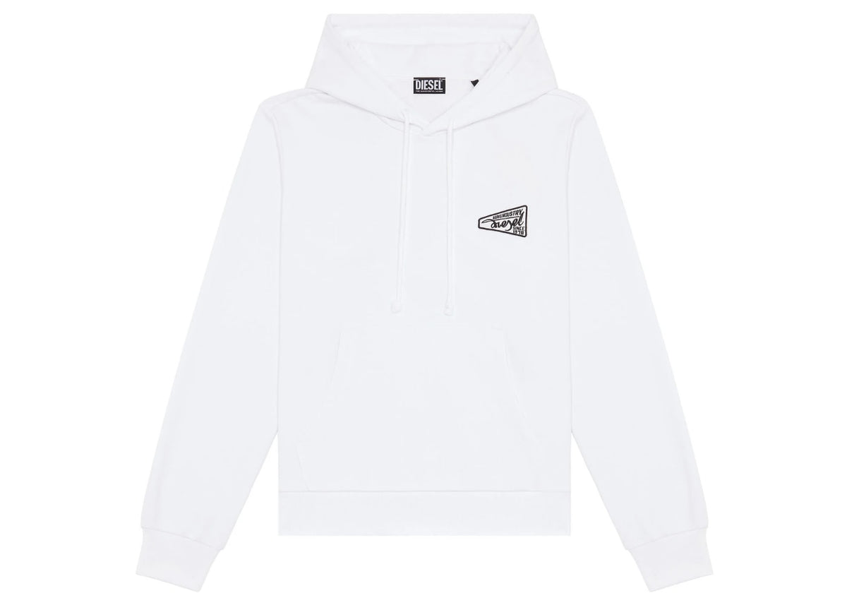 Diesel Hoodie Zip Up Logo Print White