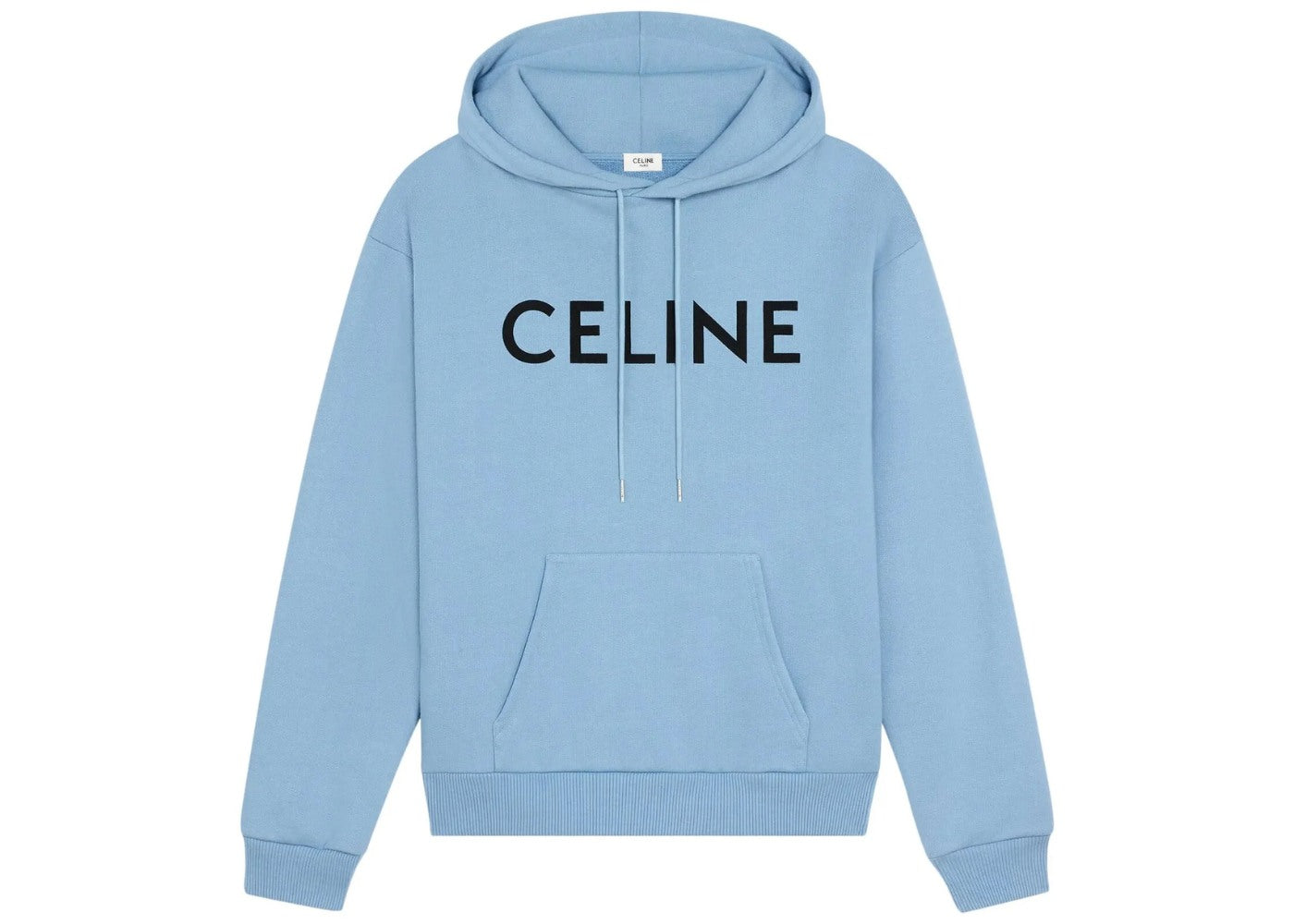 Celine Loose Cotton Fleece Hoodie Washed Blue
