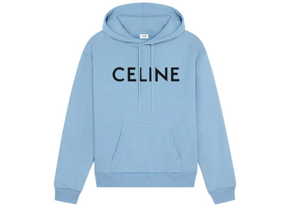 Celine Loose Cotton Fleece Hoodie Washed Blue