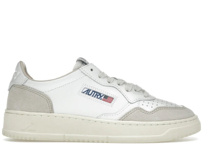 Autry Medalist Leather Low White Beige Suede (Women's)
