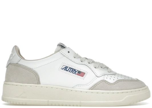 Autry Medalist Leather Low White Beige Suede (Women's)