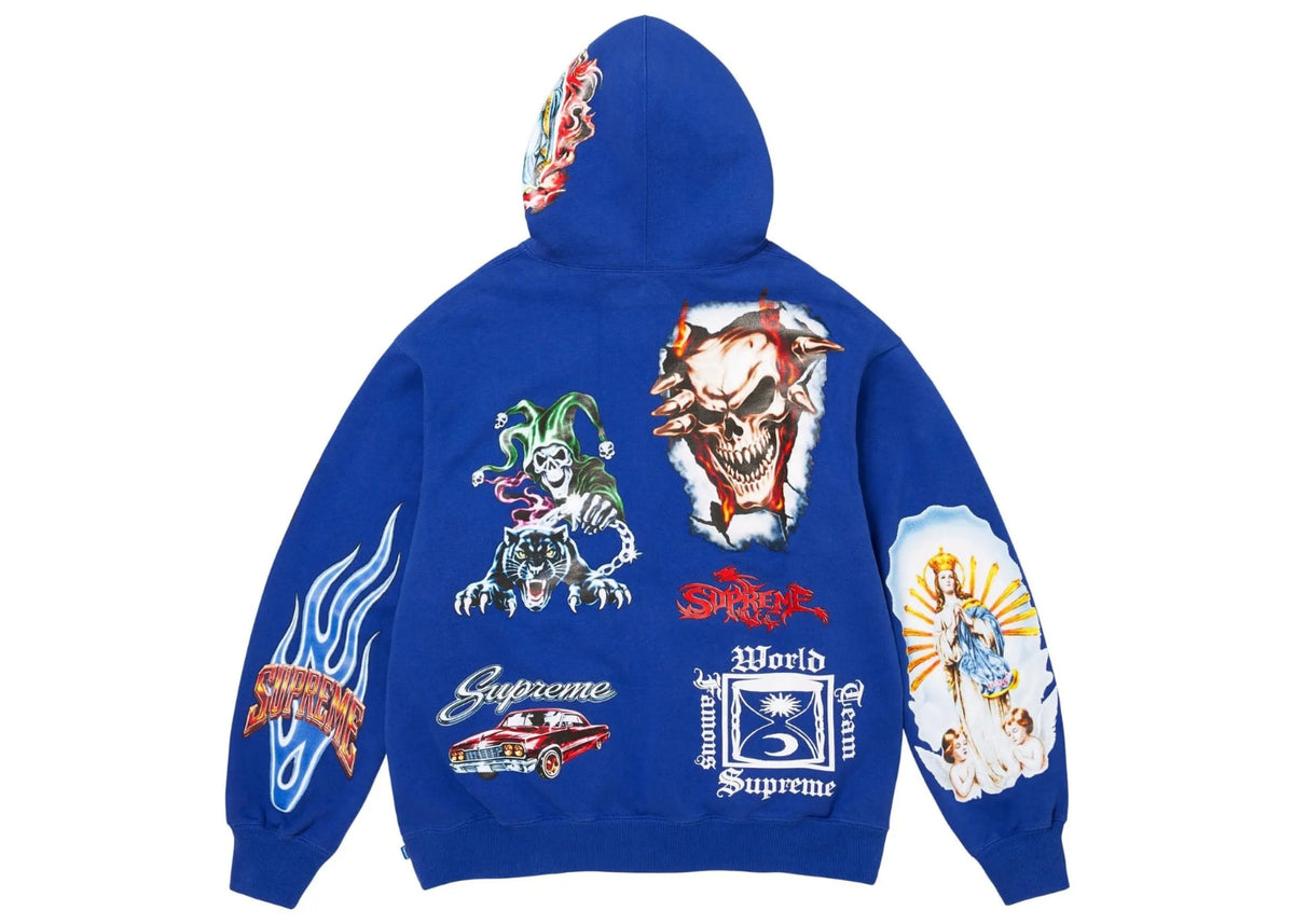 Supreme Stickers Hooded Sweatshirt Royal