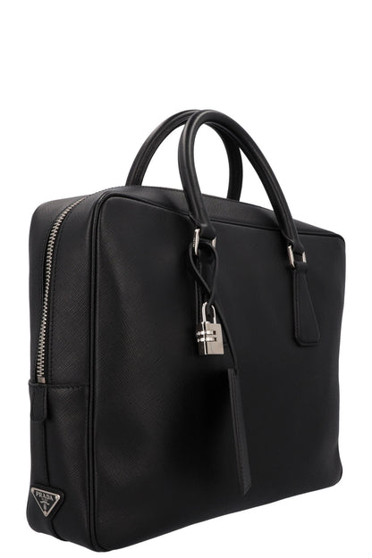 Prada Saffiano Briefcase Leather Black