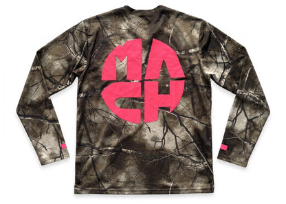 Mach Designs Real Tree Camo Iconic Pink Logo Long Sleeve Green