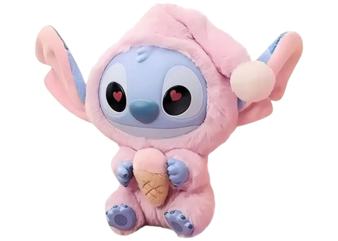 Miniso Top Toy Disney Stitch Eating Something Before Sleep Strawberry Cone Plush Keychain