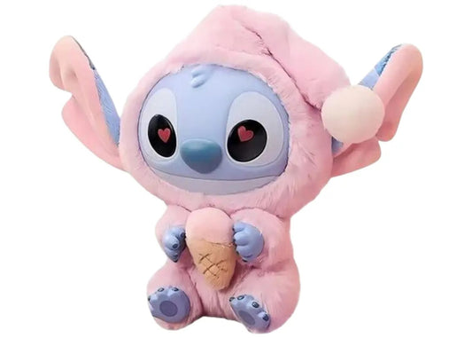 Miniso Top Toy Disney Stitch Eating Something Before Sleep Strawberry Cone Plush Keychain