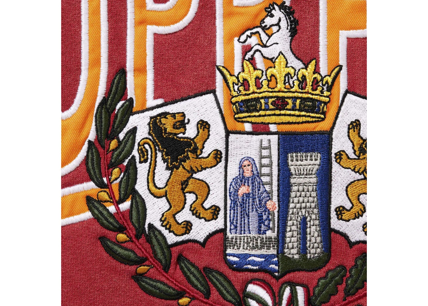 Supreme Crest Applique Half Zip Pullover Red