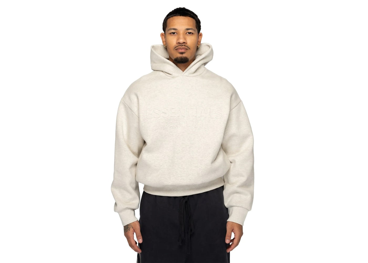 Fear of God Essentials Embossed Essentials Classic Hoodie Oatmeal Heather White