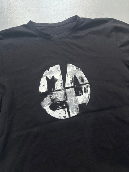 Mach Designs Damaged Iconic White Logo Tshirt Black