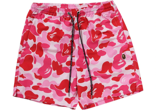 BAPE ABC Camo One Point Relaxed Fit Swim Shorts Pink