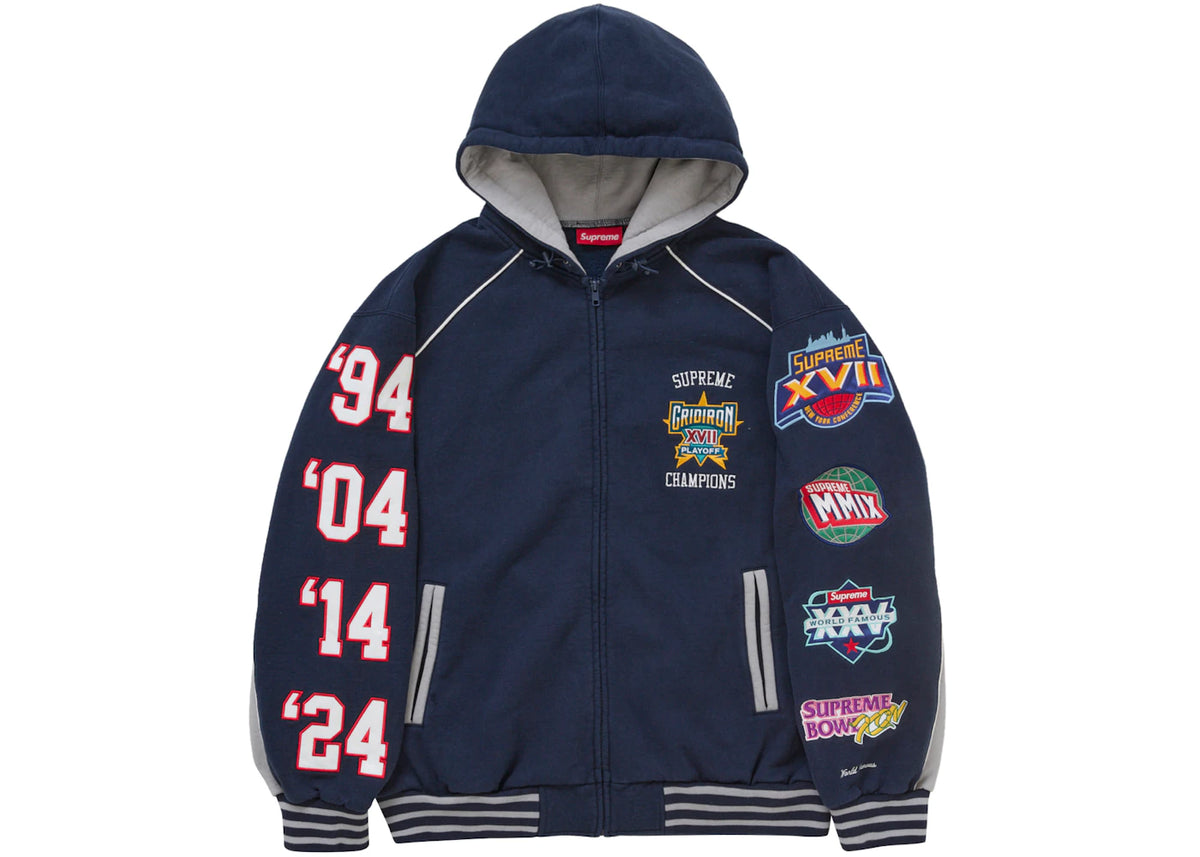 Supreme Playoffs Zip Up Hooded Sweatshirt Navy