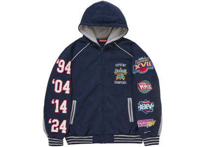 Supreme Playoffs Zip Up Hooded Sweatshirt Navy