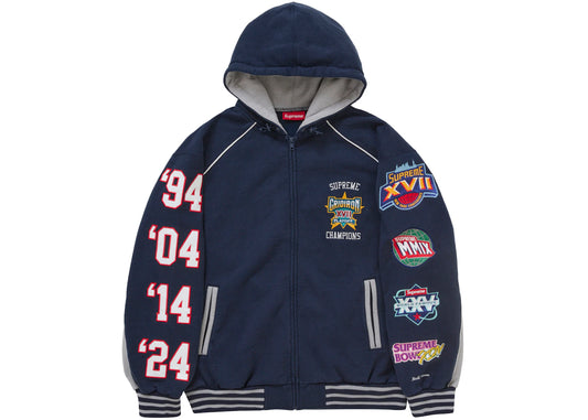 Supreme Playoffs Zip Up Hooded Sweatshirt Navy