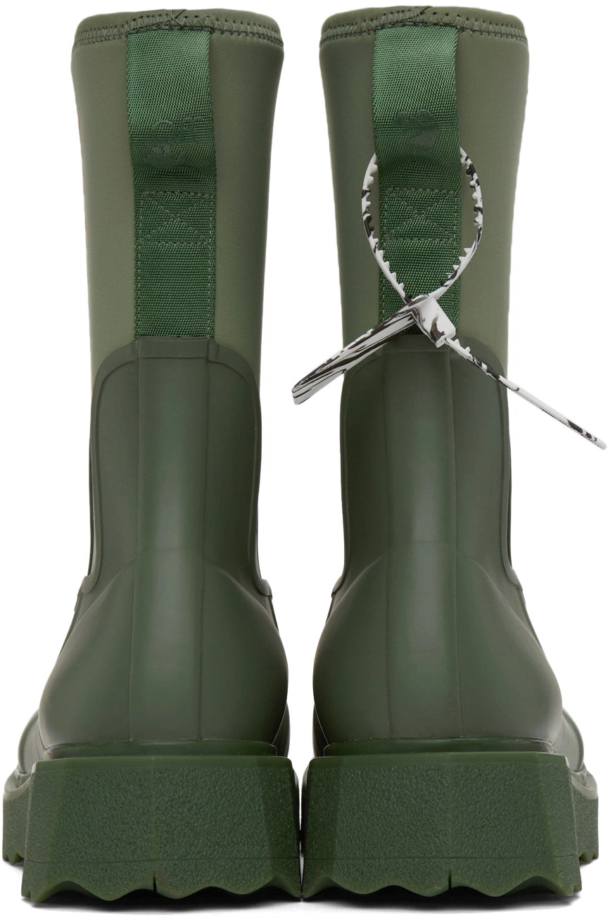 Off-White Zip-tie Rubber Neoprene Rain Boots Green "For Rainy Days" (Women's) Off-White