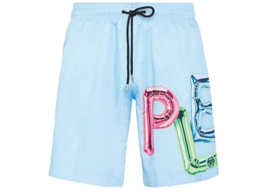 Philipp Plein Bombing Graffiti Swim Shorts Blue