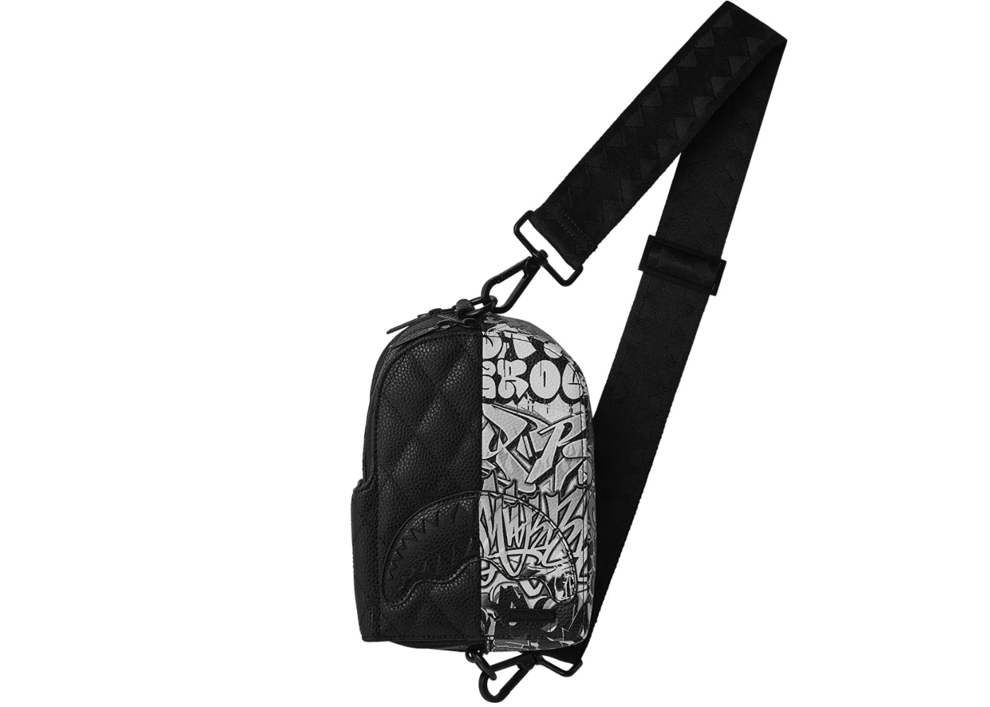 Sprayground Half Graffiti Shoulder Bag Quilted Backpack Sling Black