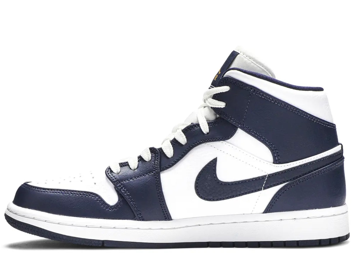 Jordan 1 Mid White Metallic Gold Obsidian