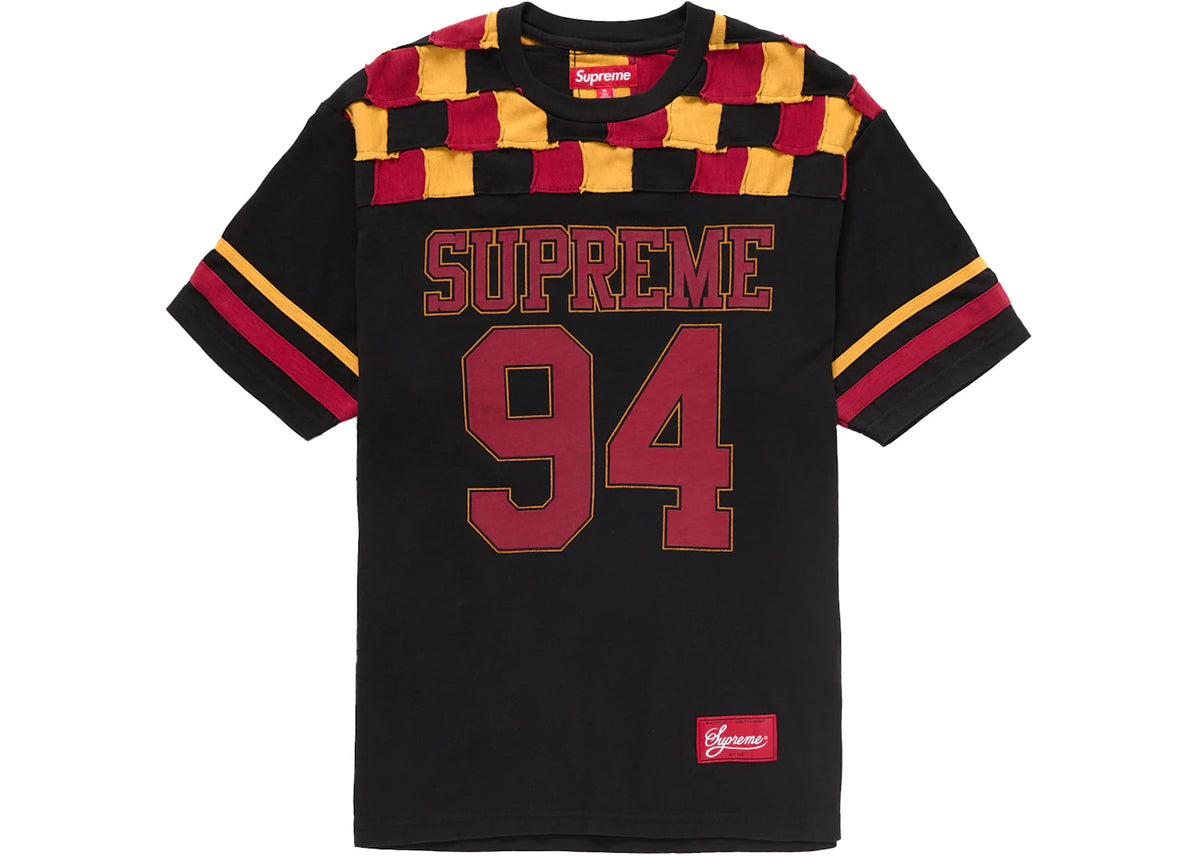 Supreme Patchwork Yoke Football Top Tee Black