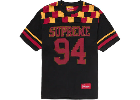 Supreme Patchwork Yoke Football Top Tee Black