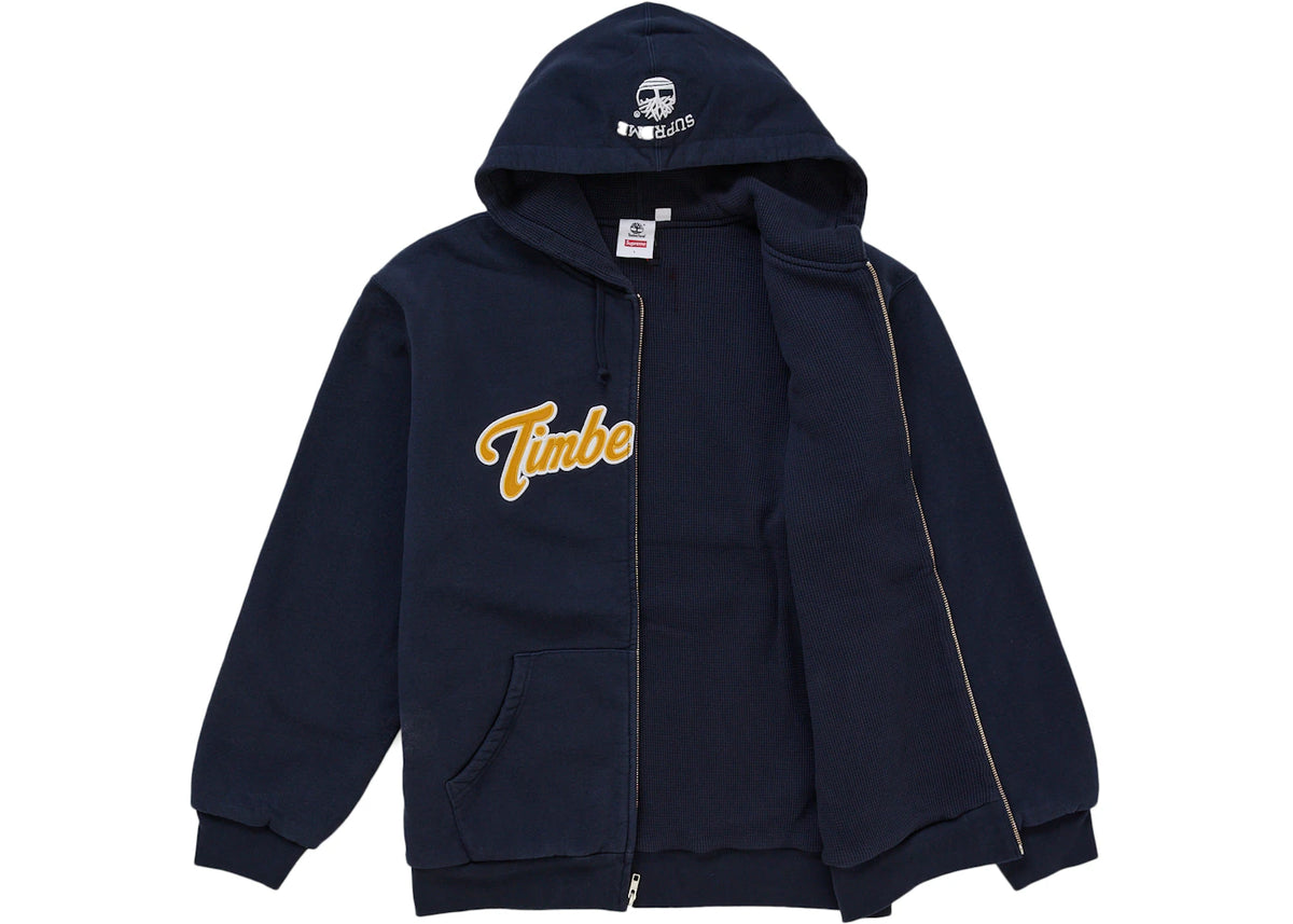 Supreme Timberland Thermal Lined Zip Up Hooded Sweatshirt Navy