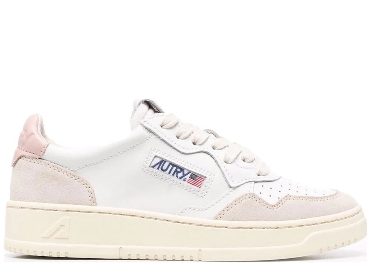 Autry Medalist Leather Low White Pink (Women's)