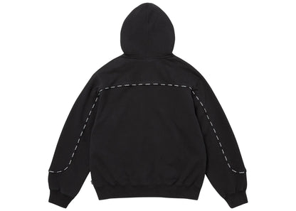 Supreme Piping Zip Up Hooded Sweatshirt Black