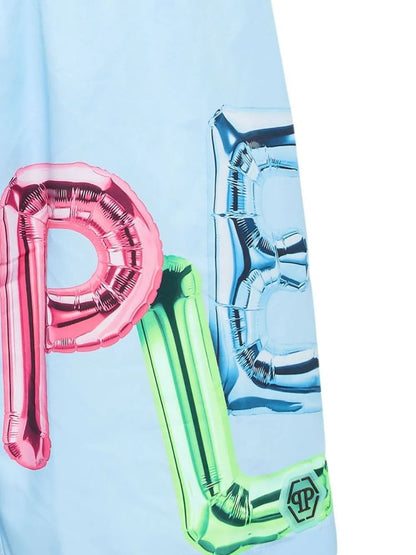 Philipp Plein Bombing Graffiti Swim Shorts Blue