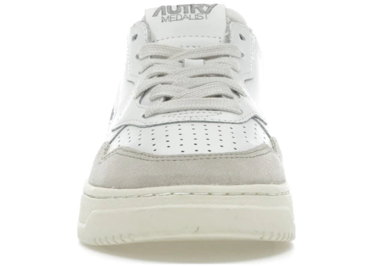 Autry Medalist Leather Low White Beige Suede (Women's)