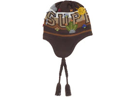 Supreme Felt Applique Earflap Beanie Brown