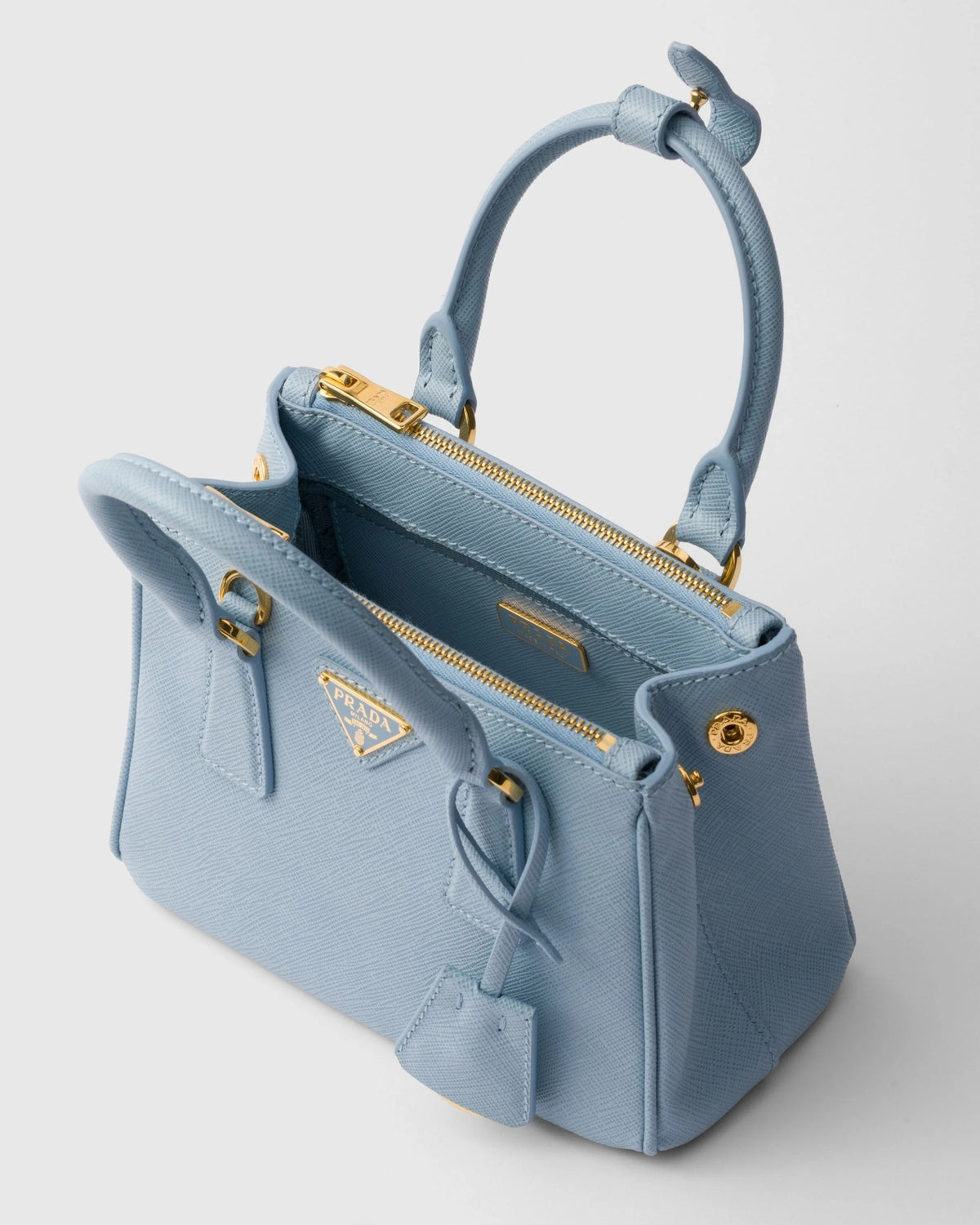 Prada Galleria Saffiano Lux leather micro bag Piccola Borsa Astrale Blue