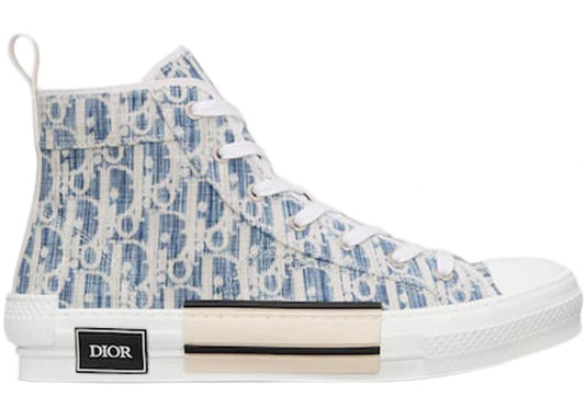 Dior B23 Blue Dior Oblique Kasuri Jacquard High Top Sneakers