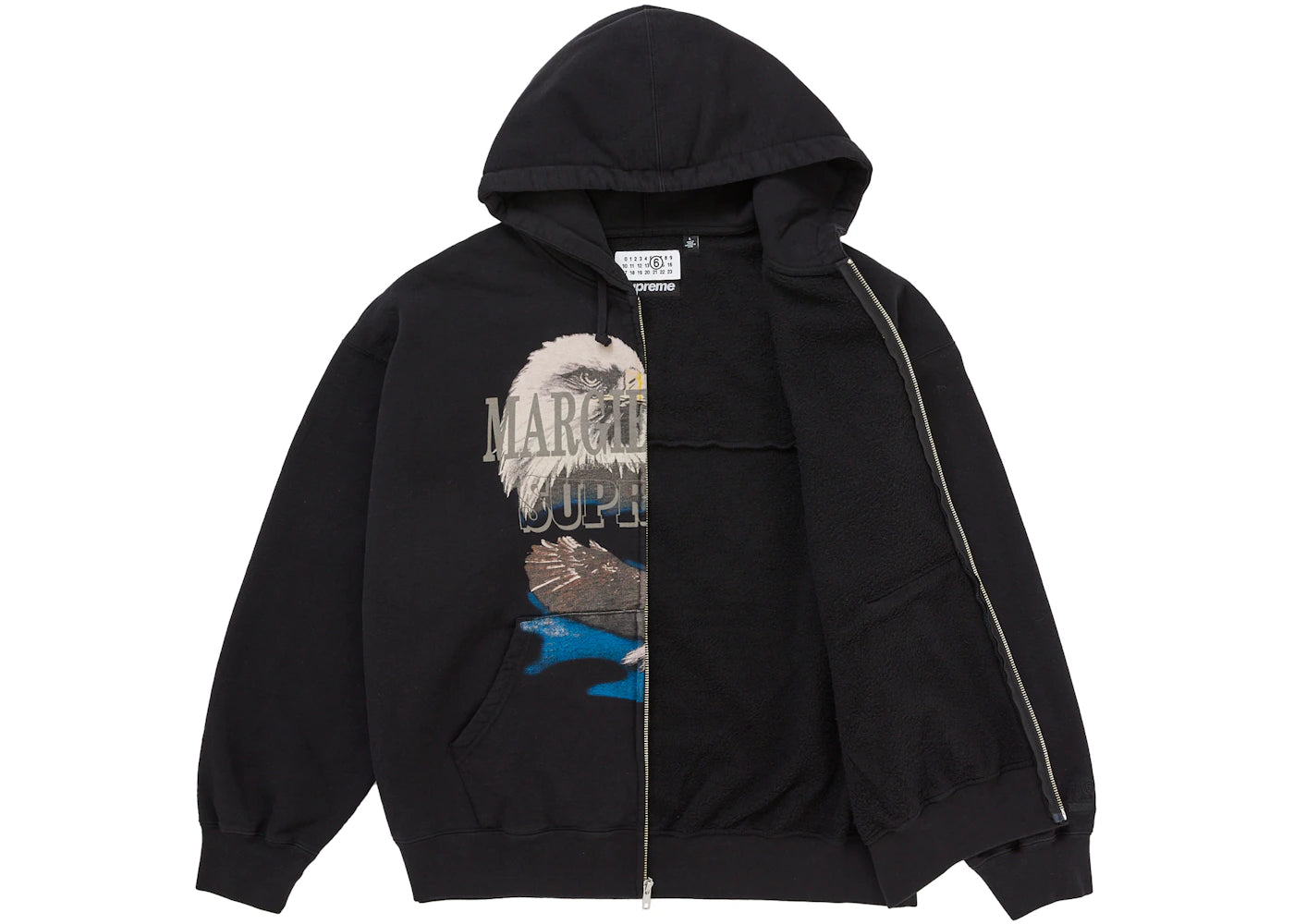 Supreme MM6 Maison Margiela Eagle Zip Up Hooded Sweatshirt Black