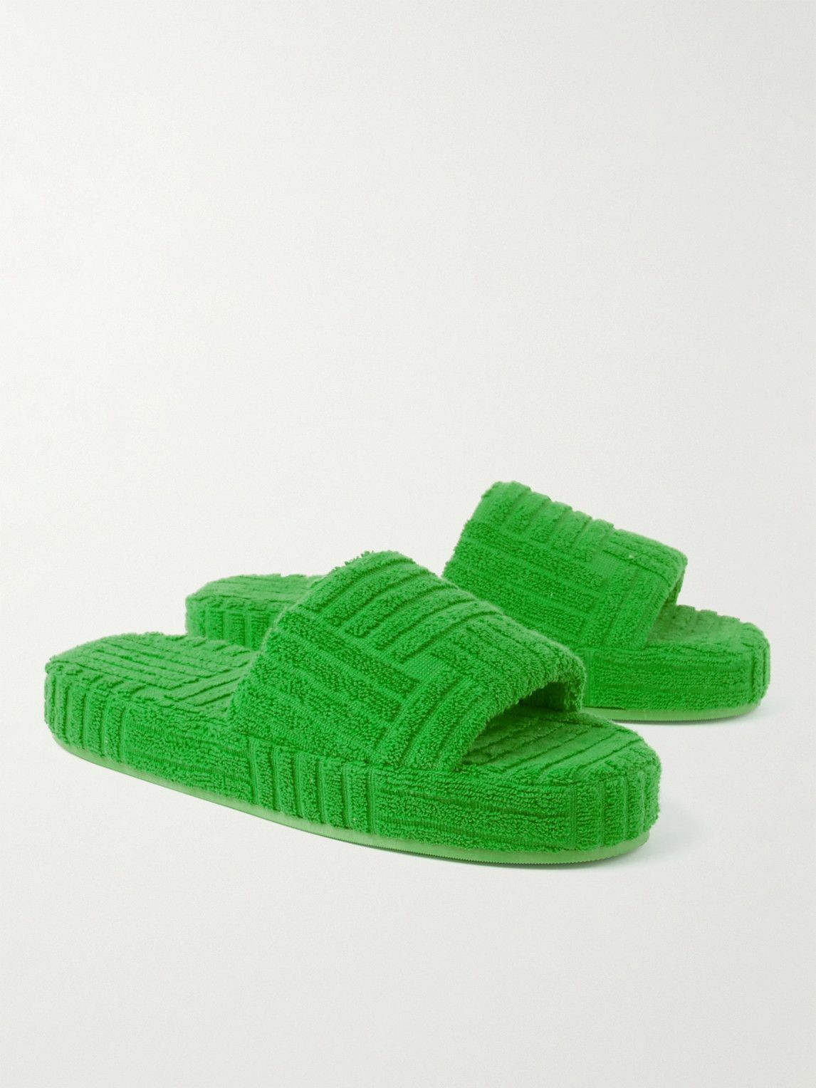 Bottega Veneta Towel Terry Slides Green