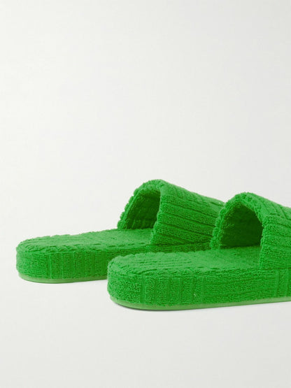 Bottega Veneta Towel Terry Slides Green