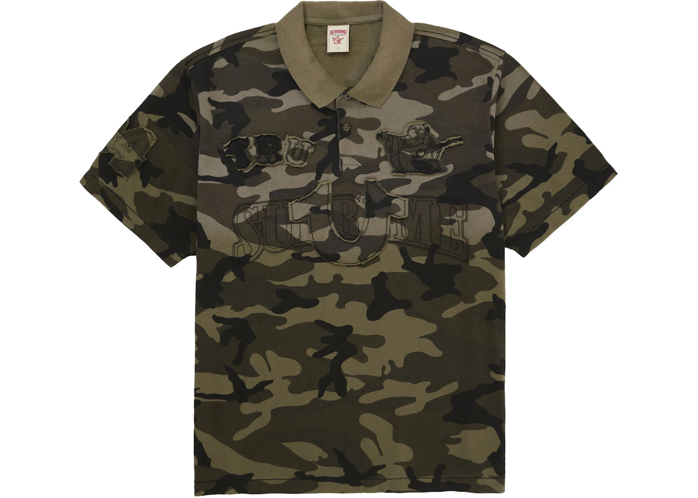 Supreme True Religion Applique Polo Woodland Camo Green