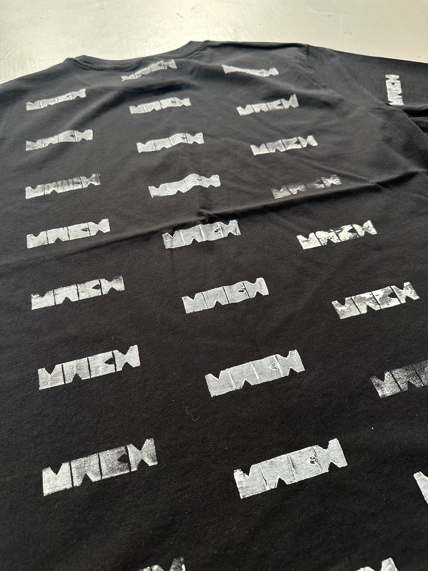 Mach Designs White All Over Print Classic Logo Tshirt Black