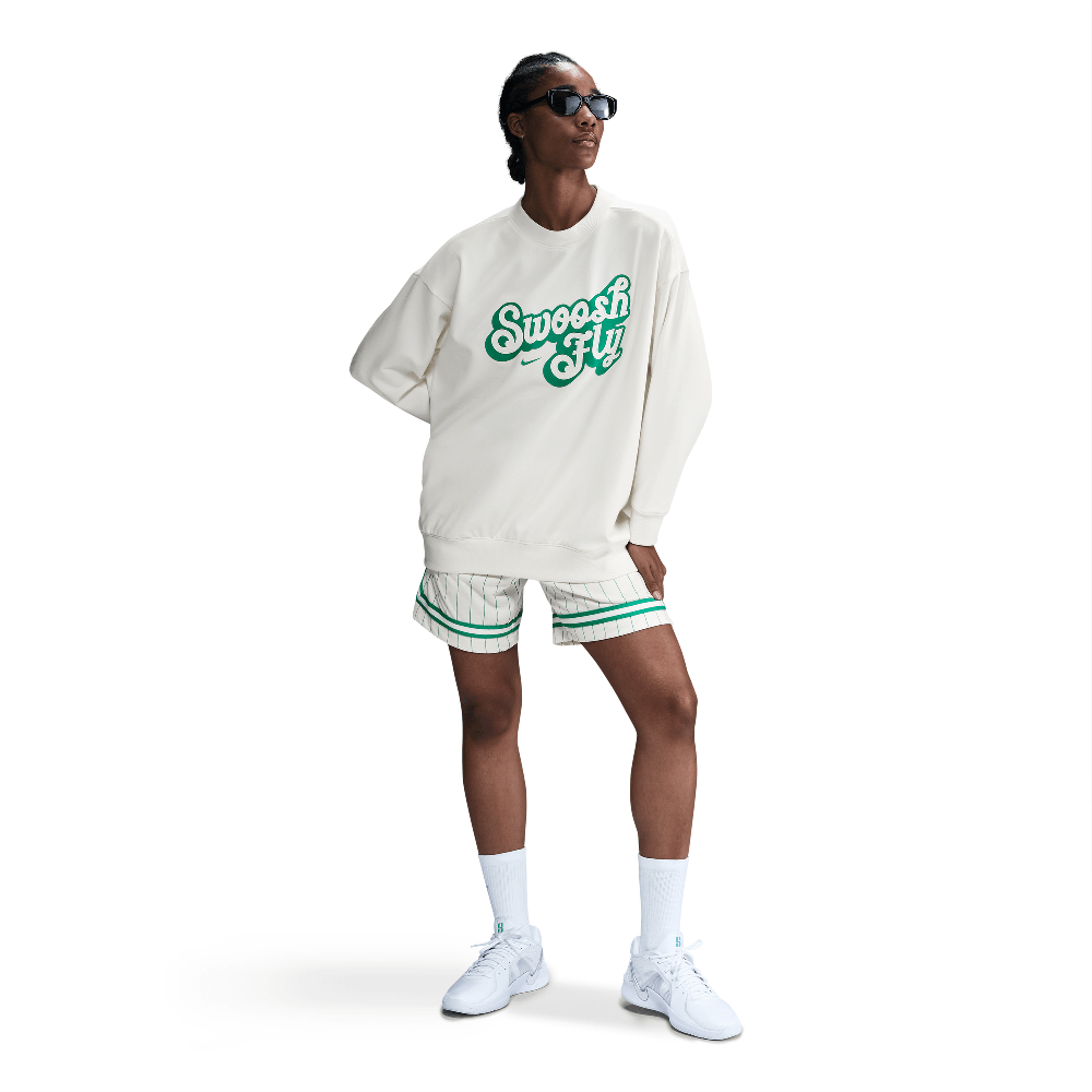 Nike Swoosh Fly Women's Dri-FIT Oversized French Terry Basketball Sweatshirt Sail/Stadium Green