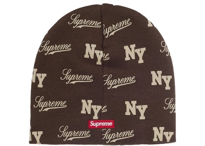 Supreme New Era Monogram Beanie Brown