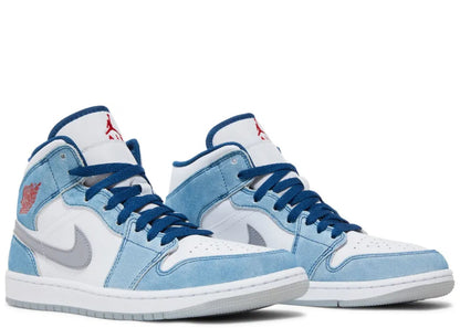 Air Jordan 1 Mid French Blue Fire Red