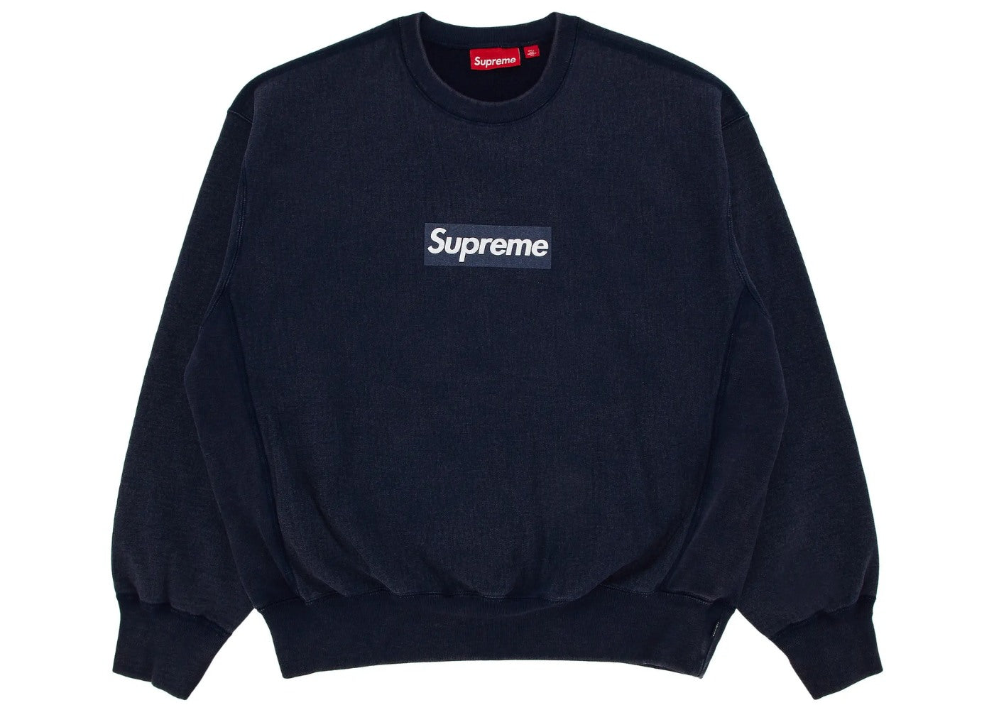 Supreme Washed Box Logo Crewneck Navy Blue
